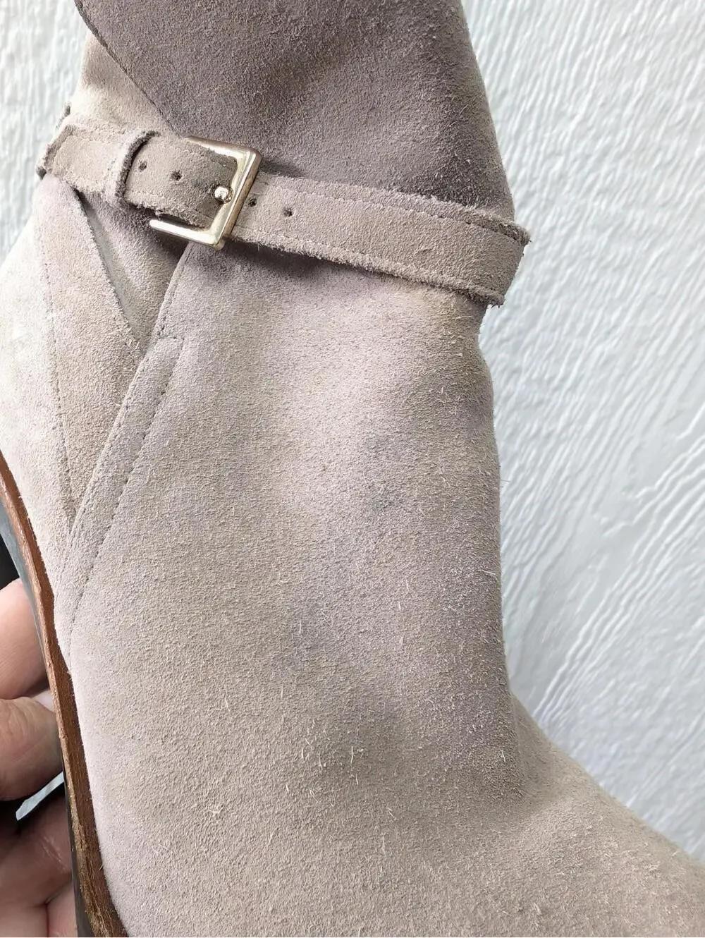 Kate Spade New York Suede Buckle Zip Block Heel Ankle Booties Size 7.5M
